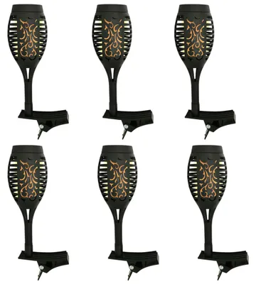 Produktbild von 6x LED Solarfackeln, Feuereffekt, Klemme, schwarz H 26 cm