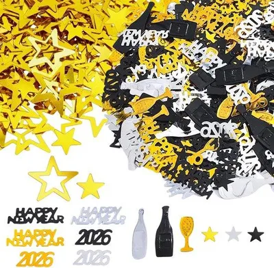 Image de Décoration du Nouvel An - Confettis 45 g - Noir, or et argent