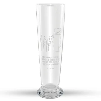 Produktbild von Mr. & Mrs. Panda Bierglas Otter Stein - Transparent - Geschenk, Weizen Glas, Weizenbier, Weißbierglas, Seeotter, Pflanzen, Bier, Mr Mrs Weizenglas, Witzige Fakten
