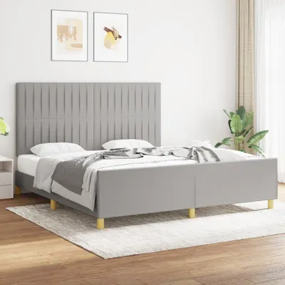 Produktbild von The Living Store Bettgestell mit Kopfteil Hellgrau 180x200 cm Stoff