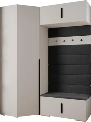 Produktbild von MEBLE KRYSPOL Inova 1 Möbelset Garderobe, 236,7x181,7x47cm - Weiß, Manila 18, Schwarz