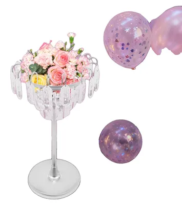 Immagine prodotto di Espositore per fiori, realizzato in metallo e acrilico, altezza: 61 cm, larghezza della base: 25 cm. Adatto per composizioni floreali, ideale per matrimoni ed eventi