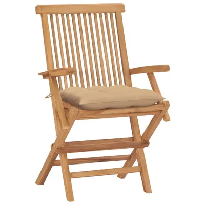 Immagine prodotto di Sedie da Giardino con Cuscini Beige 4 pz Legno Massello di Teak