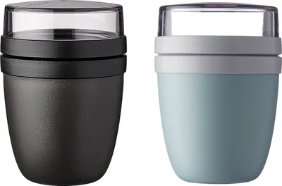 Produktbild von Mepal - Lunchpot Ellipse Mixed - Nordic Black + Nordic Green – 500 ml praktischer Reisebecher, Joghurtbecher, To go Becher – Geeignet für Tiefkühler, Mikrowelle und Spülmaschine, 700 ml