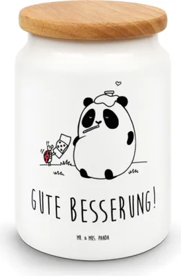 Produktbild von Mr. & Mrs. Panda Vorratsdose Panda Gute Besserung - Weiß - Geschenk, behälter, Vorratsbehälter, Dose, Keksdose, Kaffeedose, Teedose