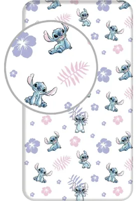 Imagen del producto de Lilo & Stitch: Juego de sábanas suave, confeccionado en poliéster, tamaño 90x200 + 25 cm