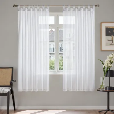 Vorhänge mit Schlaufen, weiß, transparent, 2er Set, 175x140 cm