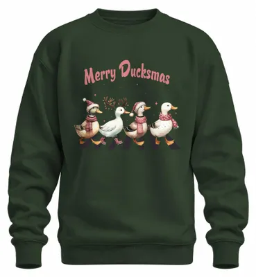 Produktbild von Merry Ducksmas Enten Weihnachten Xmas Entenliebhaber Rentier Sweatshirt Pullover, Flaschengrün, XXL