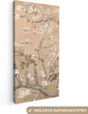 Produktbild von MuchoWow® - Leinwandbilder - Mandelblüte - Kunst - Van Gogh - Beige, Wandbild, Wanddeko Bilder Wohnzimmer, 20x40cm
