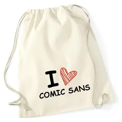 Produktbild von Huuraa Turnbeutel I love Comic Sans Herz 12 Liter Natural Baumwolle Rucksack Geschenkidee