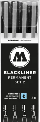 Produktbild von Molotow BLACKLINER Permanent Set 2 4er Etui, Strichstärken sortiert