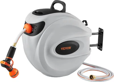Produktbild von VEVOR Einziehbare Gartenschlauch-Wickler, 180° Schwenkhalterung, Automatisches Rückzugsystem, 40m