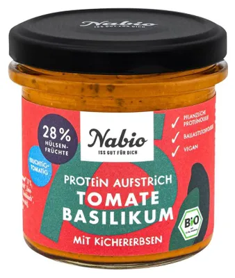 Produktbild von Protein Aufstrich - Tomate Basilikum mit Kichererbsen 135g