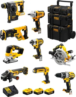 Produktbild von DeWALT Kit DWK901 (DCD996 + DCH273 + DCG405 + DCF887 + DCF894 + DCS334 + DCS570 + DCS367 + DCL050+ 3x5,0Ah +DCB115 + 3en1 Caddy)