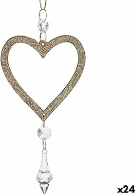 Immagine prodotto di Krist+ cuore in plastica glitterato champagne decorazione natalizia 9 x 16 x 2 cm (24 pezzi)