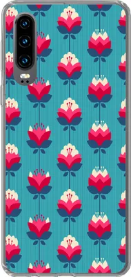 Produktbild von MuchoWow® Handyhülle Schutzhülle Hülle für Telefoonhoesje Huawei P30 Muster - Retro - Lilie Silikon Softcase Handy Hülle - Kartenbesitzer
