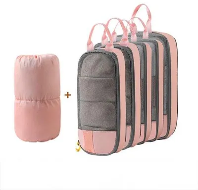 Produktbild von Wasserdichte Reisekompressionsbeutel, rosa, 6-teilig