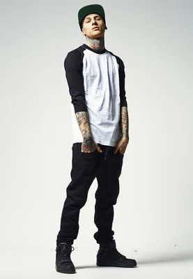 Immagine prodotto di Urban Classics - Maglia Raglan con maniche a 3/4 a contrasto, bianco/blu - 4XL