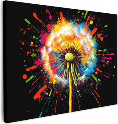 Produktbild von Leinwand Bilder 80x60 cm - Graffiti - Löwenzahn, Wandbilder, Wanddeko Wohnzimmer, Bild