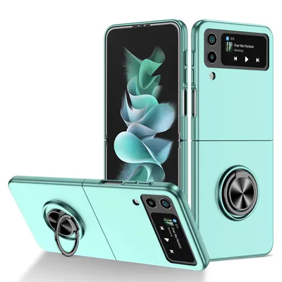 Immagine prodotto di Custodia rigida sottile per Samsung Galaxy Z Flip 4 5G, con supporto ad anello blu