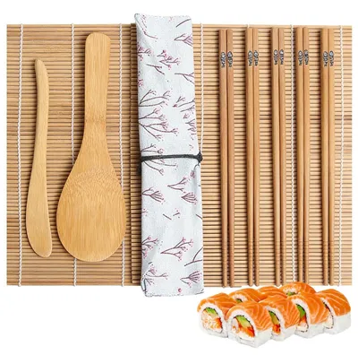 Sushi-Set aus Bambus, DIY-Sushi-Maker, 10-teilig, mit Tasche