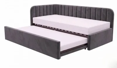 Produktbild von Kinderbett Alvin 02 100x200 - Jugendbett mit einer Schublade und zwei Liegeflächen - Einer Matratze T28-30 - Weich Jasmine-Stoff - Dunkelgrau, Links