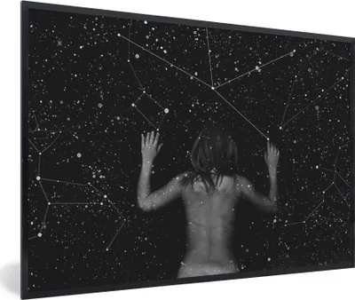 Produktbild von MuchoWow® MuchoWow® Gerahmtes Poster Konstellationen über eine Frau 90x60 cm - Poster mit zchwarzem Bilderrahmen - Fotorahmen - Foto-Plakat
