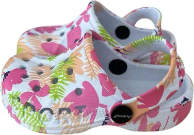 Produktbild von Baby & Kinder Clogs mit Blumenmuster » günstige Kinderschuhe » Kinder Badeschlappen » Schuhe für Babys & Kleinkinder » Badelatschen mit Riemen und Cut-Outs: Motiv 5 / 29 Motiv: Motiv 5 Schuhgröße: 29