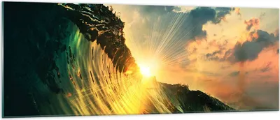 Produktbild von Bilder auf glas - Meer Welle Wasser - 140x50cm - Glasbilder - Wandbilder - Kunstdruck - zum Aufhängen bereit - Wanddekoration aus Glas - Glas Bilder - Wandbild auf Glas - Einteilig - GAB140x50-3943