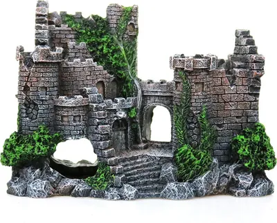Produktbild von Resin Aquarien-Dekoration, antikes Schloss, sicher für Süß- und Meerwasseraquarien, Höhlenarchitektur Ornament für Aquarium-Gestaltung