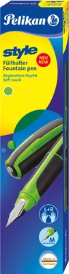 Produktbild von Pelikan Style P57 Neon Grün M +1 GTP FS, Schwarz, Grün, Kartuschenfüllsystem, Blau, Rundspitze, Edelstahl, Medium