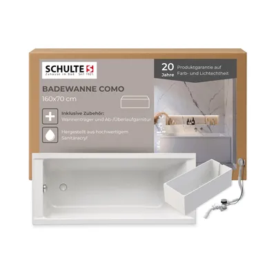 A product box for a bathtub, showing the bathtub itself and marketing information.