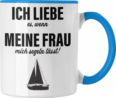 Produktbild von Trendation - Segeln Geschenk Tasse Segler Geschenkidee Segelmboot Kapitän Kaffeetasse Kaffeebecher (Blau)