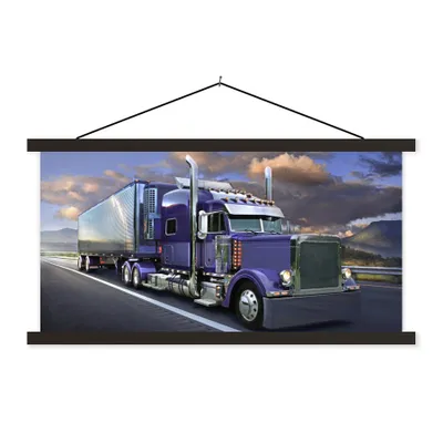 Produktbild von MuchoWow® Textilposter Violettfarbener Lkw 120x60 cm mit schwarzem Rahmen - Dekoration Schlafzimmer