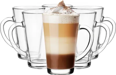 Produktbild von Glasmark Krosno Latte Macchiato Gläser Cappuccino 6er Mit Henkel Dessertgläser Kaffeegläser Glühweingläser Glühweintassen Groggläser 6x 300 ml