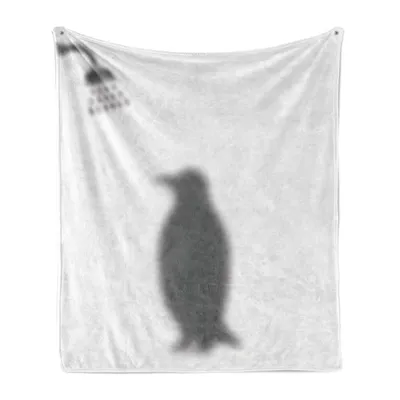 Produktbild von ABAKUHAUS Pinguin Weich Flanell Fleece Decke, showering Tier, Gemütlicher Plüsch für den Innen- und Außenbereich, 125 x 175 cm, Grau und Weiß