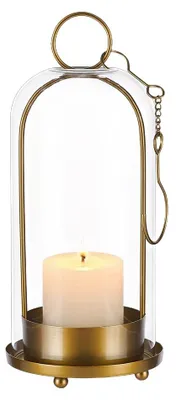 Wandkerzenhalter mit Glaskuppel, Gold, 242 mm, für Säulenkerzen