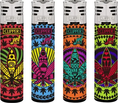 Produktbild von Clipper Feuerzeug Jet 4er Set Mandala Leaves