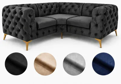 Produktbild von Ecksofa Moet L-Form dunkelgrau 202x202 cm groß – Wohnlandschaft modern, gesteppt, Bonellfederkern, frei stellbar