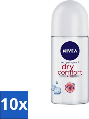 Productafbeelding van Nivea - Deodorant - Roller - Dry Comfort - 48 uur effectiviteit - 50 ml - Voordeelverpakking - 10 stuks