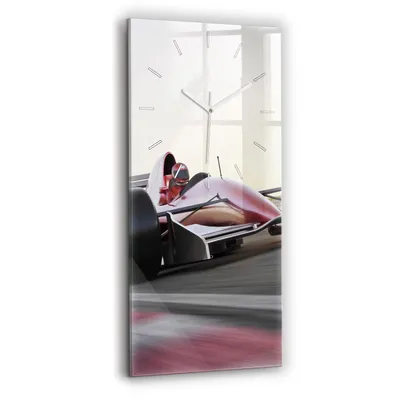 Produktbild von Wallfluent Wanduhr – Stilles Quarzuhrwerk - Uhr Dekoration Wohnzimmer Schlafzimmer Küche - Zifferblatt mit Strichen - weiße Zeiger - 30x60 cm - Sportsportwagen