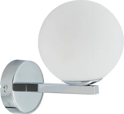 Produktbild von Lucande Wandleuchte Bidolo, chromfarben, Glas, Ø 12 cm, IP44