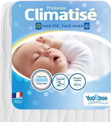 Zdjęcie produktu dla Yoopidoo - Klimatyzowany materacyk dla niemowląt - 60 x 120 cm - 1 chłodna strona letnia / 1 wyściełana strona zimowa - bez obróbki chemicznej