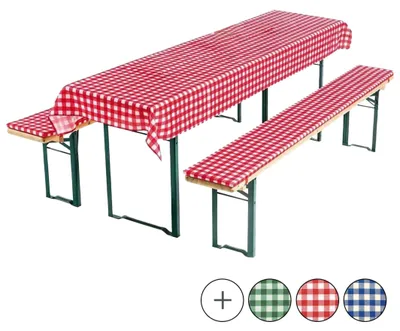 Produktbild von Bierbankauflagen-Set, Auflage Tischdecke 3-teilig Rot/Weiß