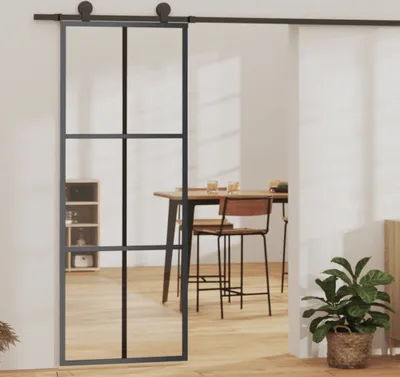 Produktbild von vidaXL Schiebetür mit Beschlag ESG-Glas & Aluminium 76x205 cm