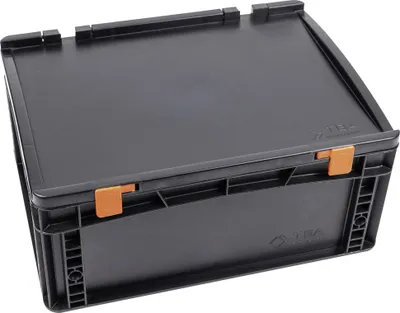 Produktbild von WETEC Lagerbehälter mit Scharnierdeckel, ESD, 400 x 300 x 185 mm (Lagerbox Box)