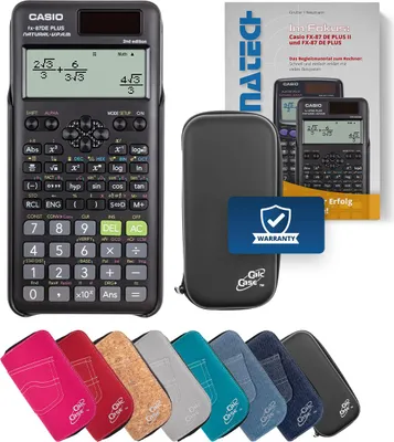 Produktbild von Casio FX-87 DE Plus II Taschenrechner mit Schutztasche schwarz und Fachbuch