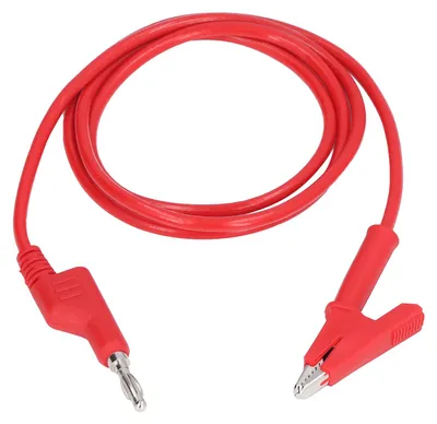 Obrázok produktu pre Meracie vodiče s krokosvorkami, banánkové konektory, drôtové káble, flexibilné pre elektrické testy, J.70035-1, 4 mm, červené