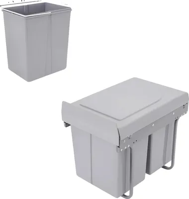 Obrázek produktu pro Kuchyňský odpadkový koš, dvojitý výsuvný design, velká kapacita, TMAVĚ ŠEDÁ
