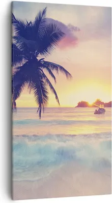 Produktbild von Bild auf Leinwand - Leinwandbild - Meer Strand Palme - 45x80cm - Wand Bild - Wanddeko - Wandbilder - Leinwanddruck - Bilder - Kunstdruck - Wanddekoration - Leinwand bilder - Wandkunst - PA45x80-3992